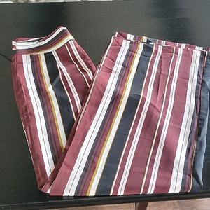 Burgundy striped wide leg pants